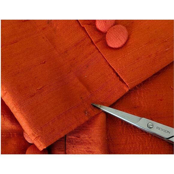 Vintage Tailored Raw Silk Dupioni Longline Blazer Jacket Women 8‎ Made in USA - Picture 7 of 8